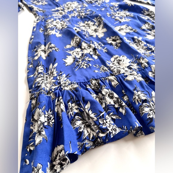 ✨NWT✨ ASOS FLORAL MINI DRESS LACE COLLAR LONGSLEEVE BLUE WHITE BLACK SIZE 6 - Picture 6 of 13